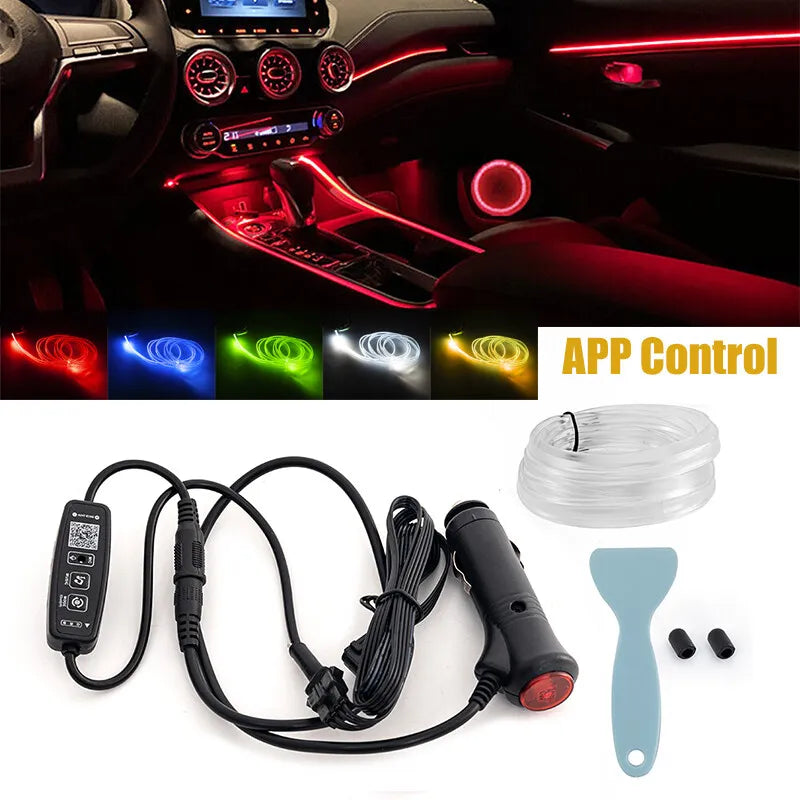 Car RGB Interior Ambient Light APP Control Atmosphere Lamp LED Neon Strip Light