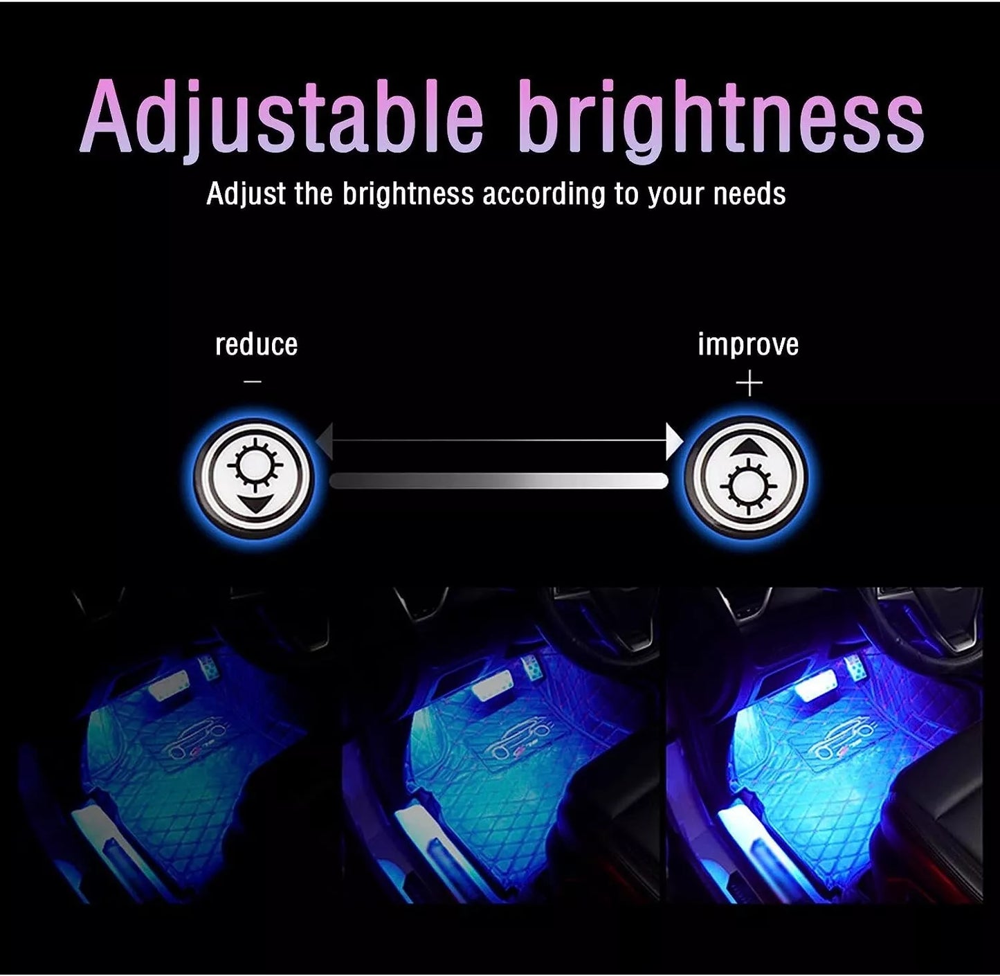Car LED Interior Lights Strip Ambient Lighting Usb Port Bluetooth App Control
