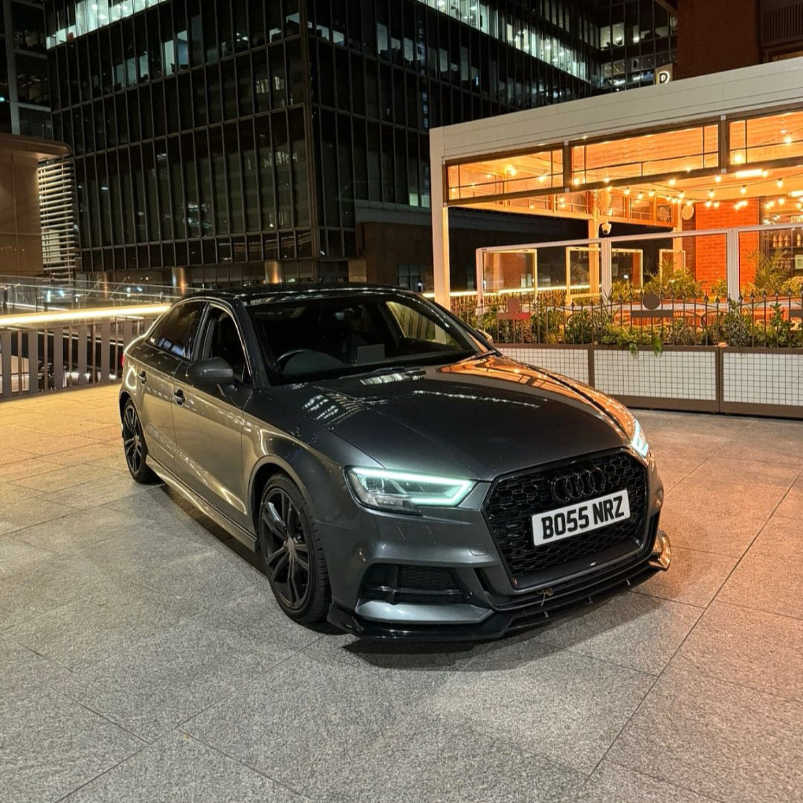 AUDI A3 S LINE S3 8V FACELIFT GLOSS BLACK FRONT SPLITTER (16‑19)