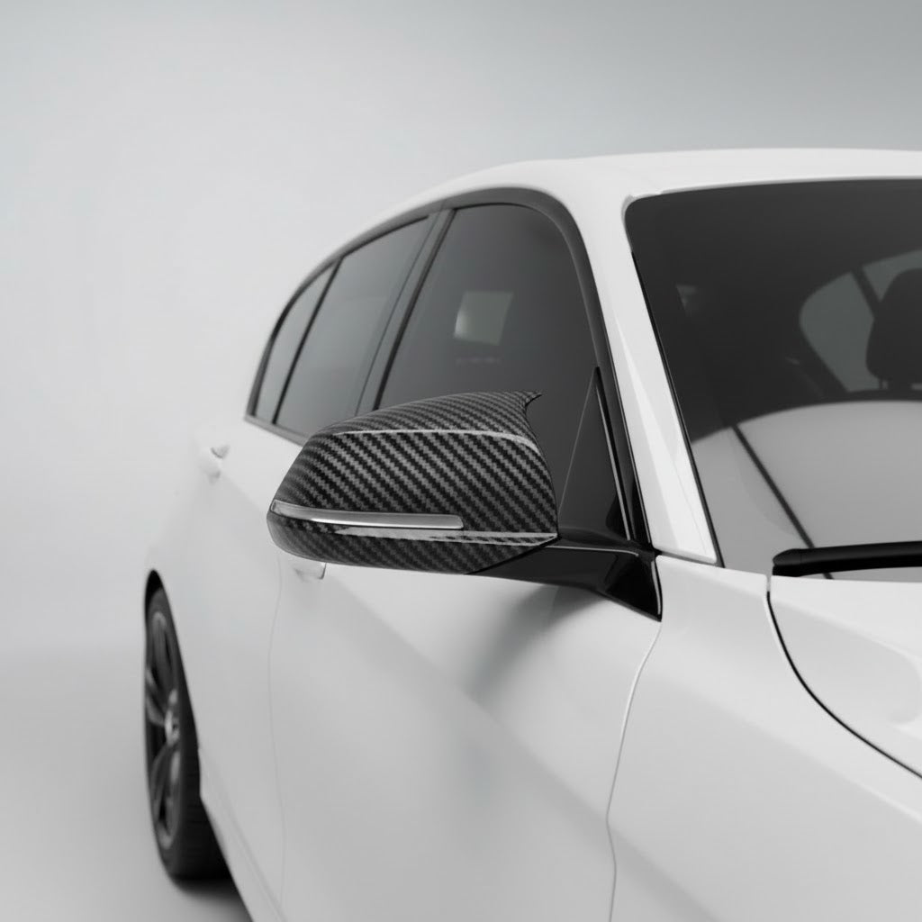 BMW M Style Carbon Fibre Pattern Mirror Caps For 1 2 3 4 Series