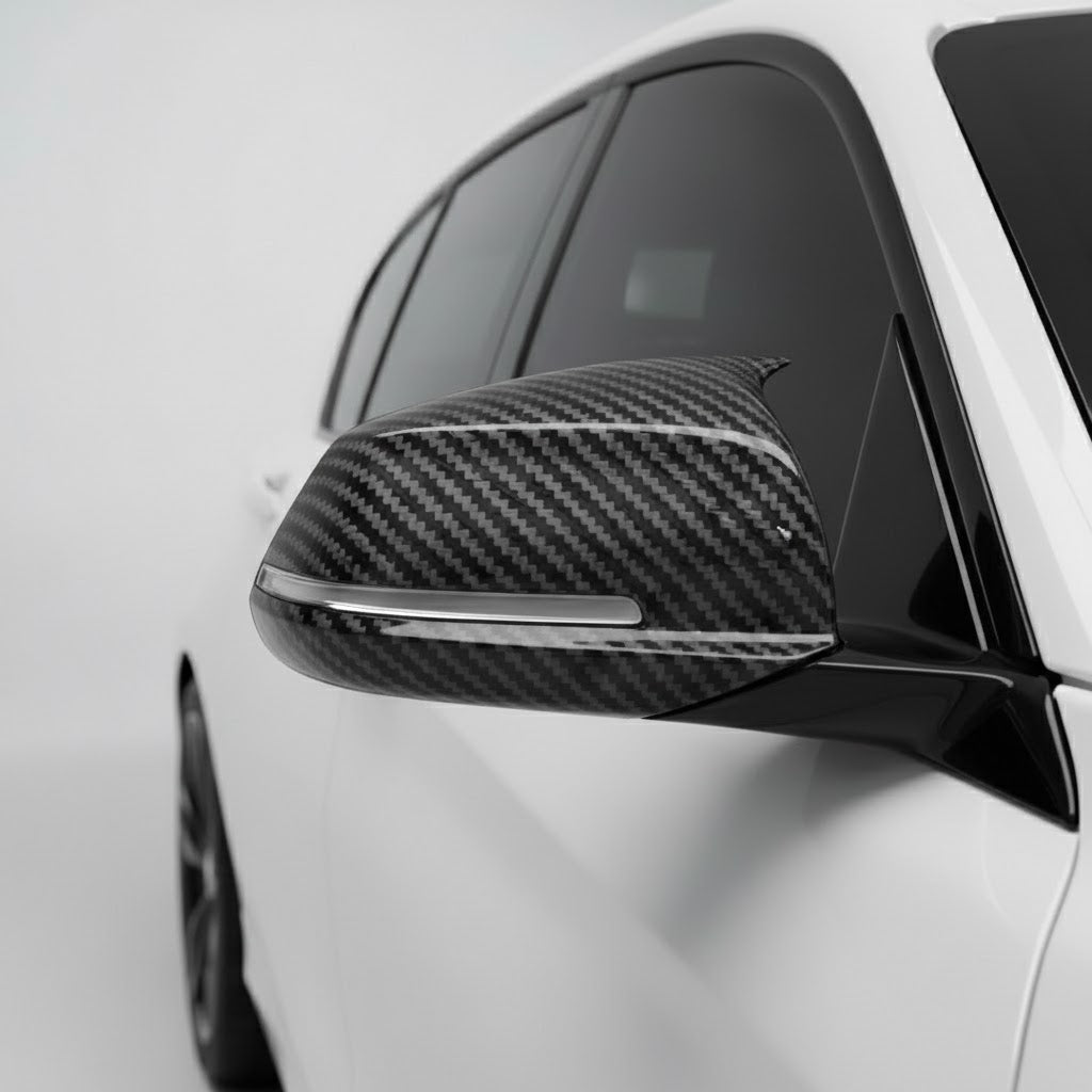 BMW M Style Carbon Fibre Pattern Mirror Caps For 1 2 3 4 Series